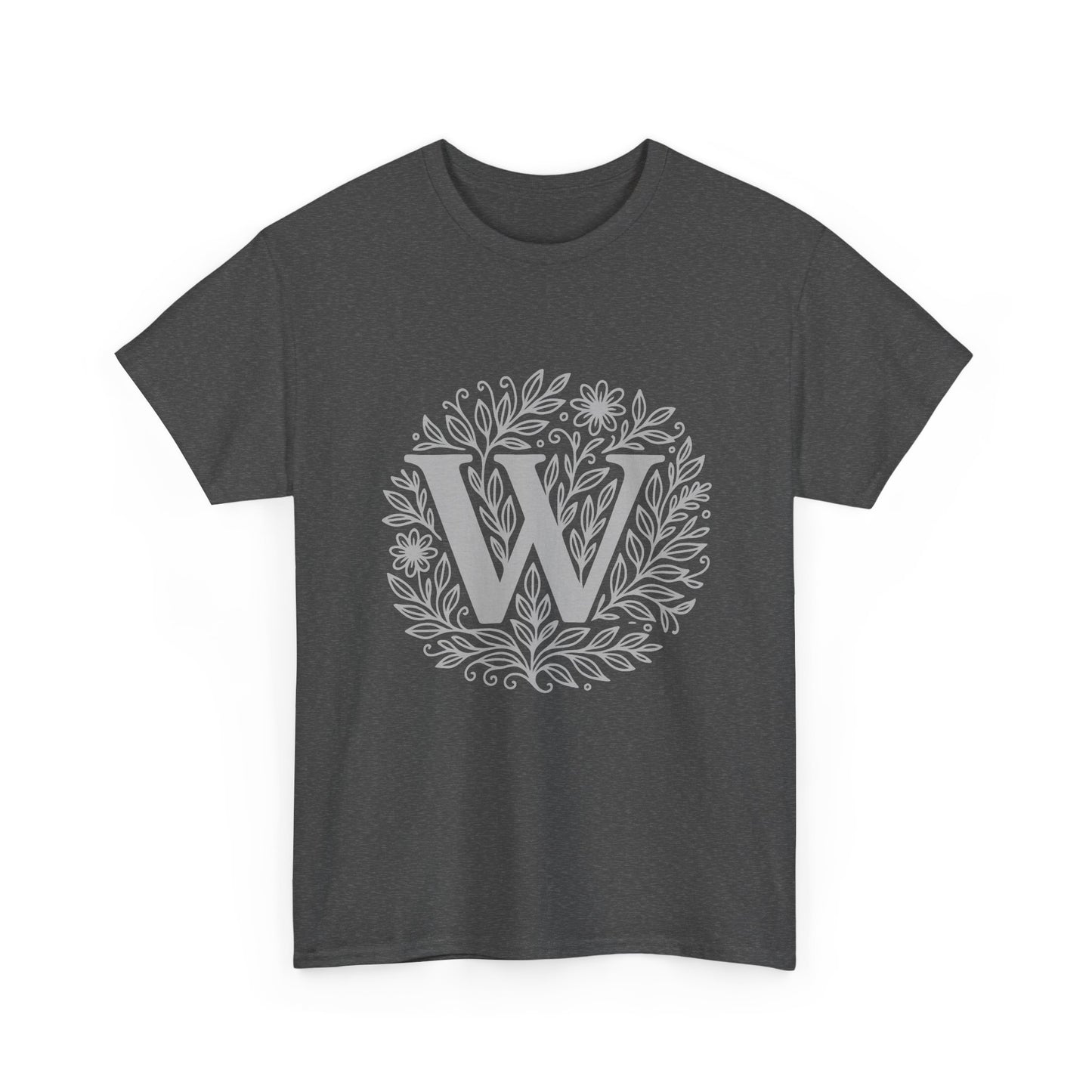 Personalized Initial W, Unisex Heavy Cotton Tee, Custom Graphic T-Shirt, Gifts for Her, Birthday, Casual Wear, Women's Fashion