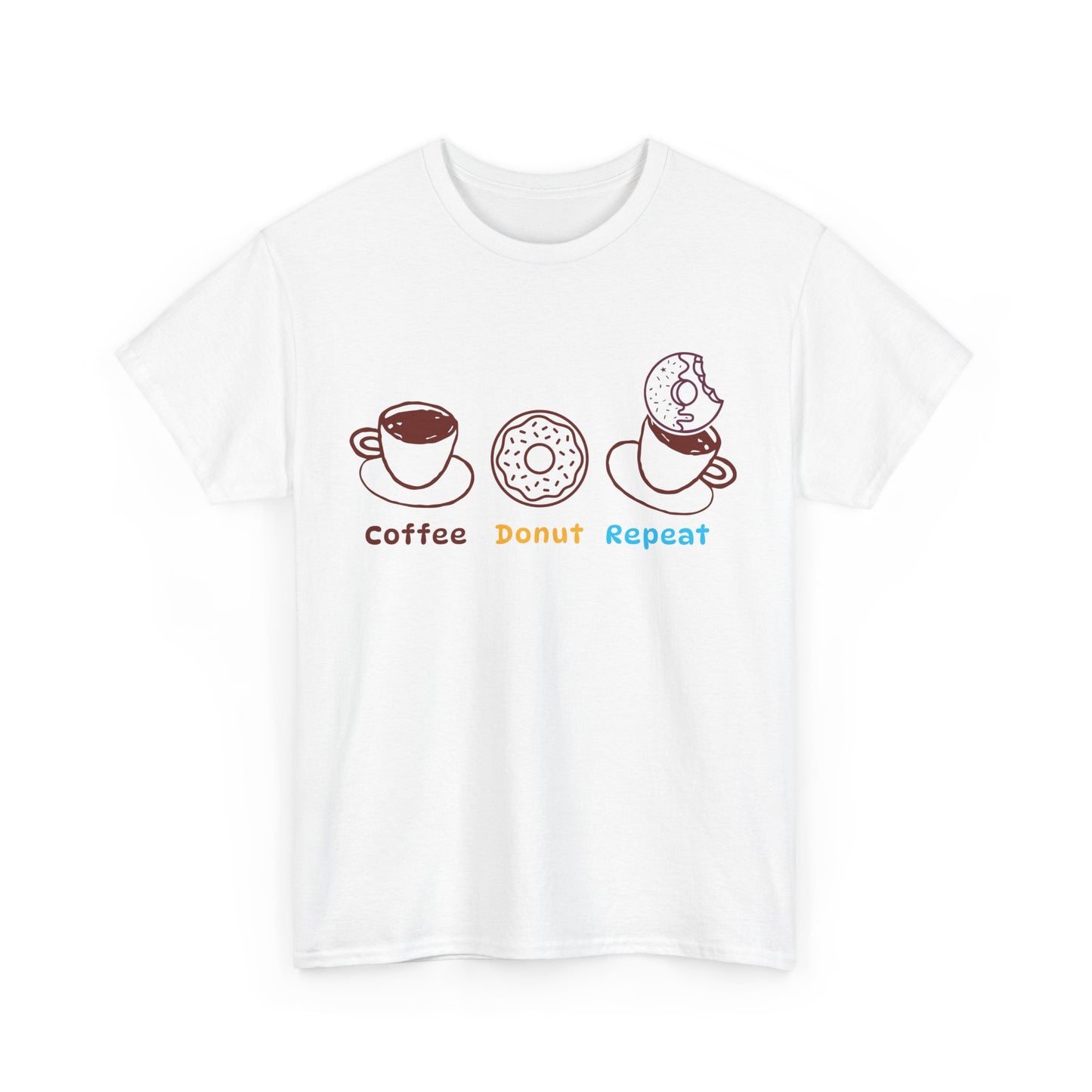 Coffee Donut Repeat T-Shirt | Cute Coffee & Donut Graphic Tee, Minimalist Breakfast Lover Shirt, Cozy Café Unisex Tee