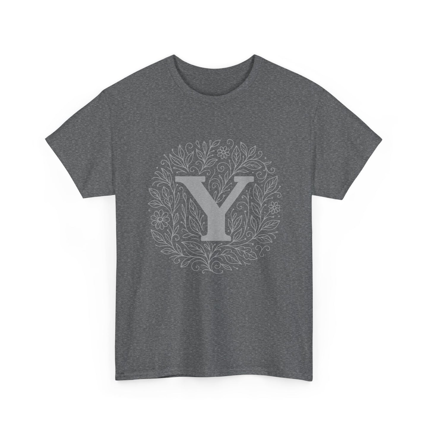 Personalized Initial Y, Unisex Heavy Cotton Tee, Custom Graphic T-Shirt, Gifts for Her, Birthday, Casual Wear, Women's Fashion