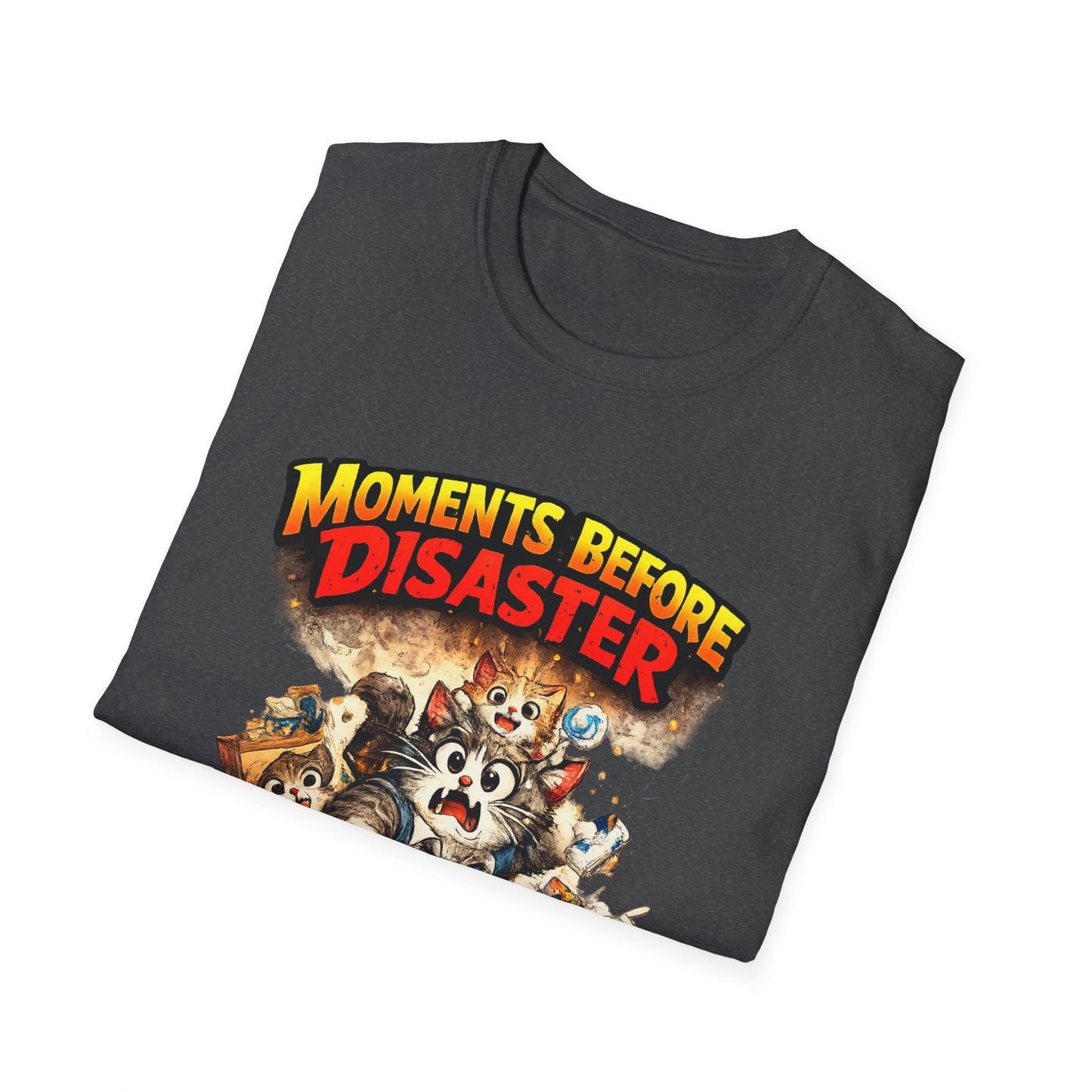 Moments Before Disaster Cat Shirt – Funny Kitten Chaos T-Shirt, Cute Cat Mom Graphic Tee, Vintage Cartoon Cat Shirt