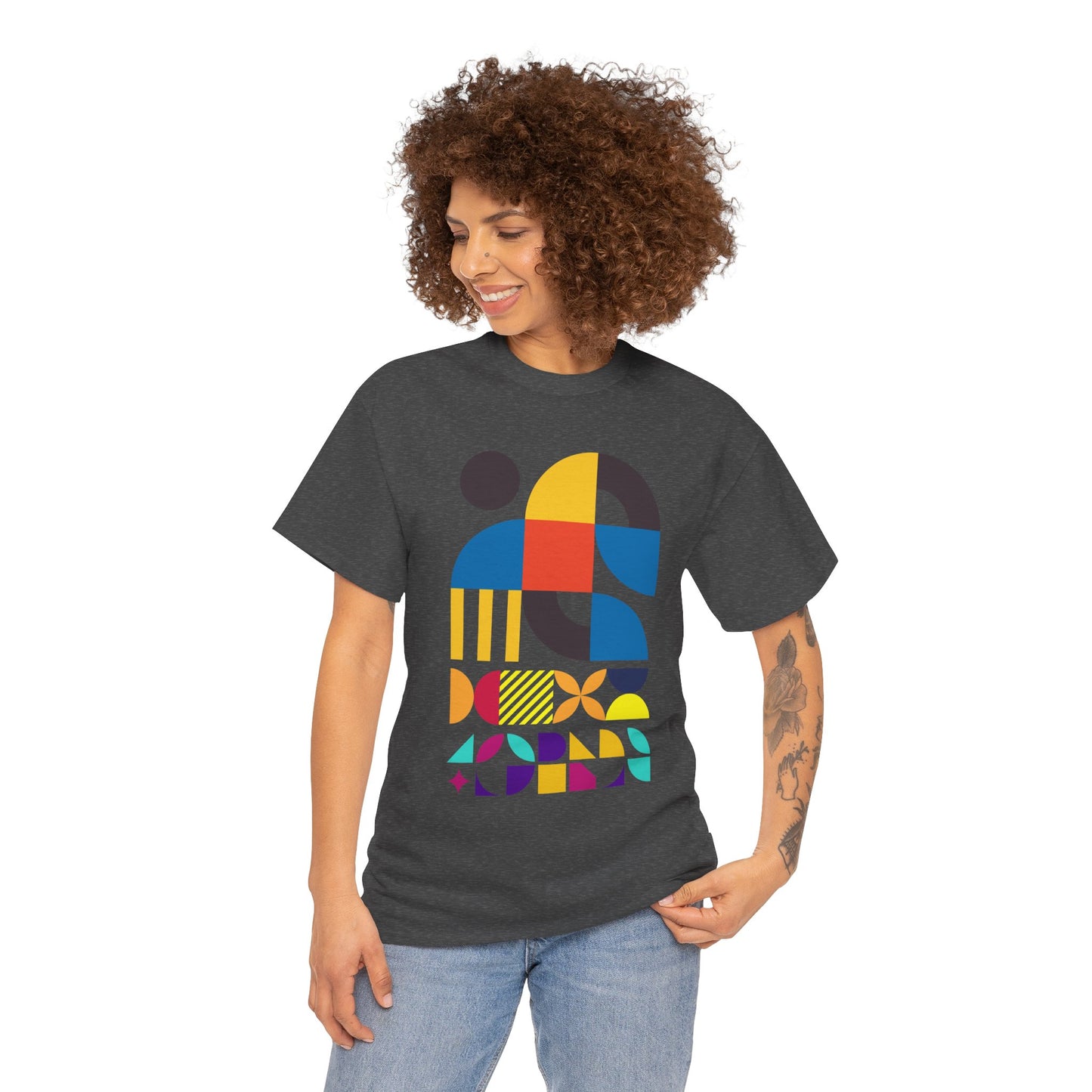 Abstract Geometric Shapes T-Shirt, Mid Century Modern Graphic Tee, Colorful Retro Pattern Shirt, Minimalist Art Unisex Tee, Modern Design Top