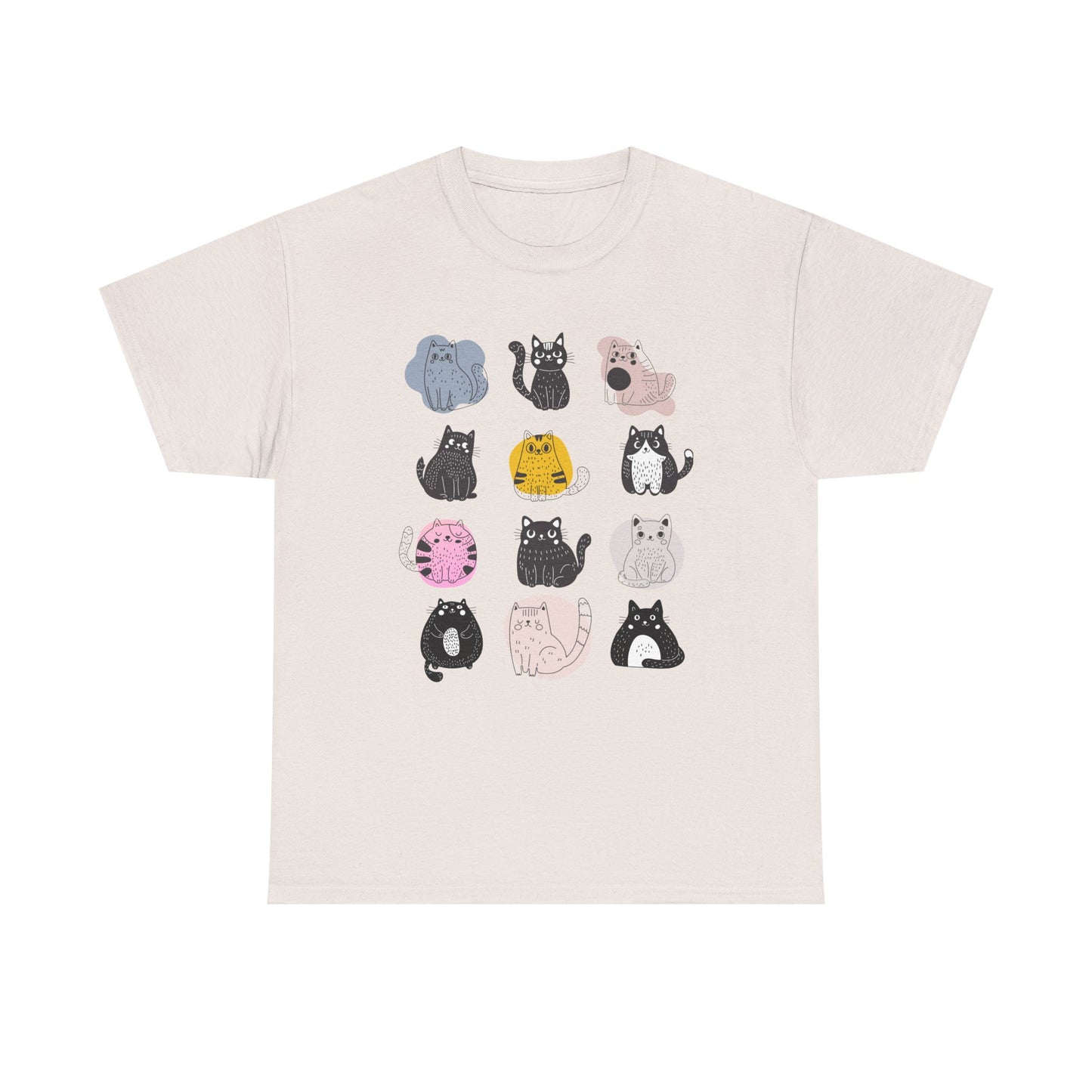 Cute Cat Mood Board T-Shirt, Funny Cat Graphic Tee, Kawaii Cat Faces Shirt, Cozy Unisex Cat Lover Gift