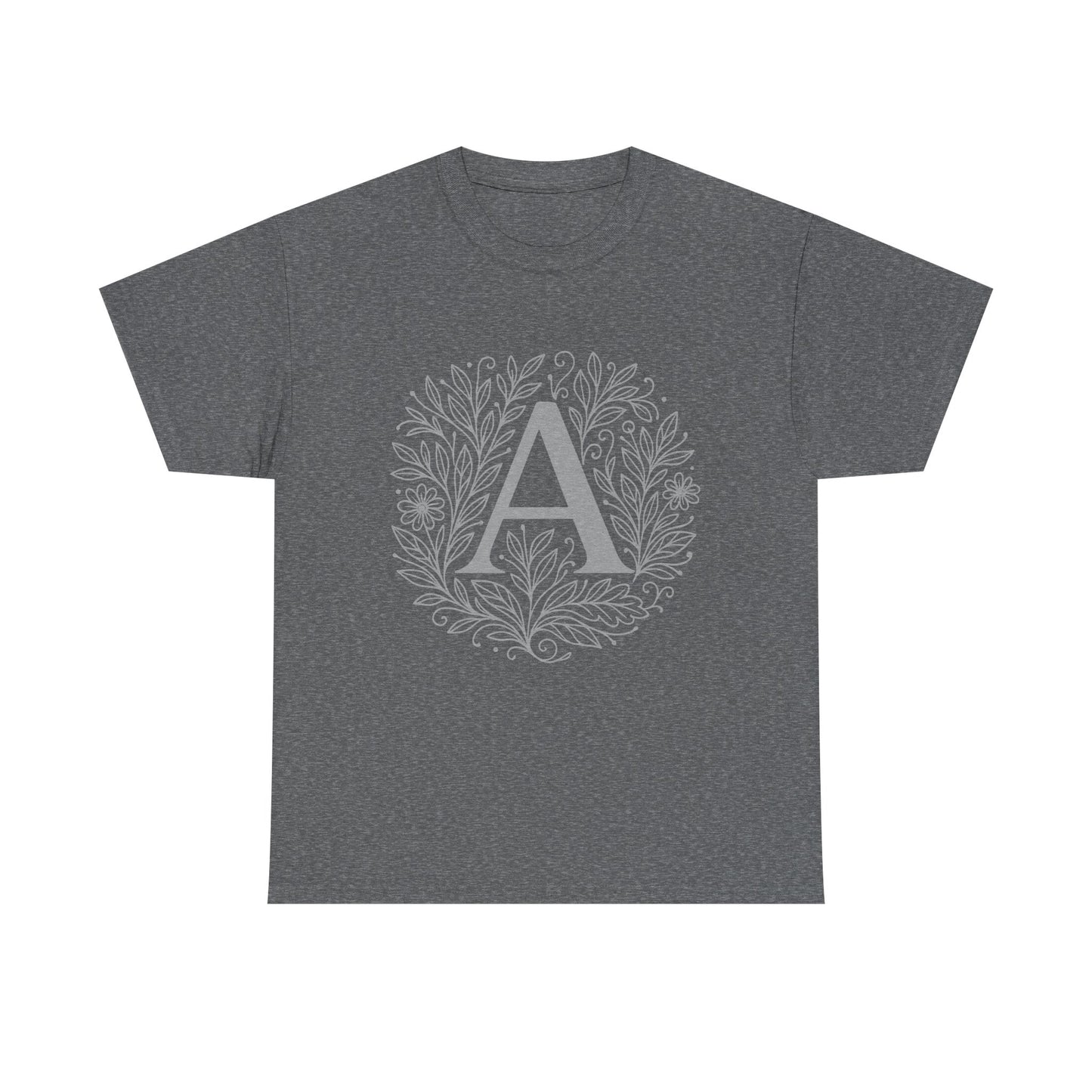 Personalized Initial A Floral T-Shirt, Unisex Heavy Cotton Tee
