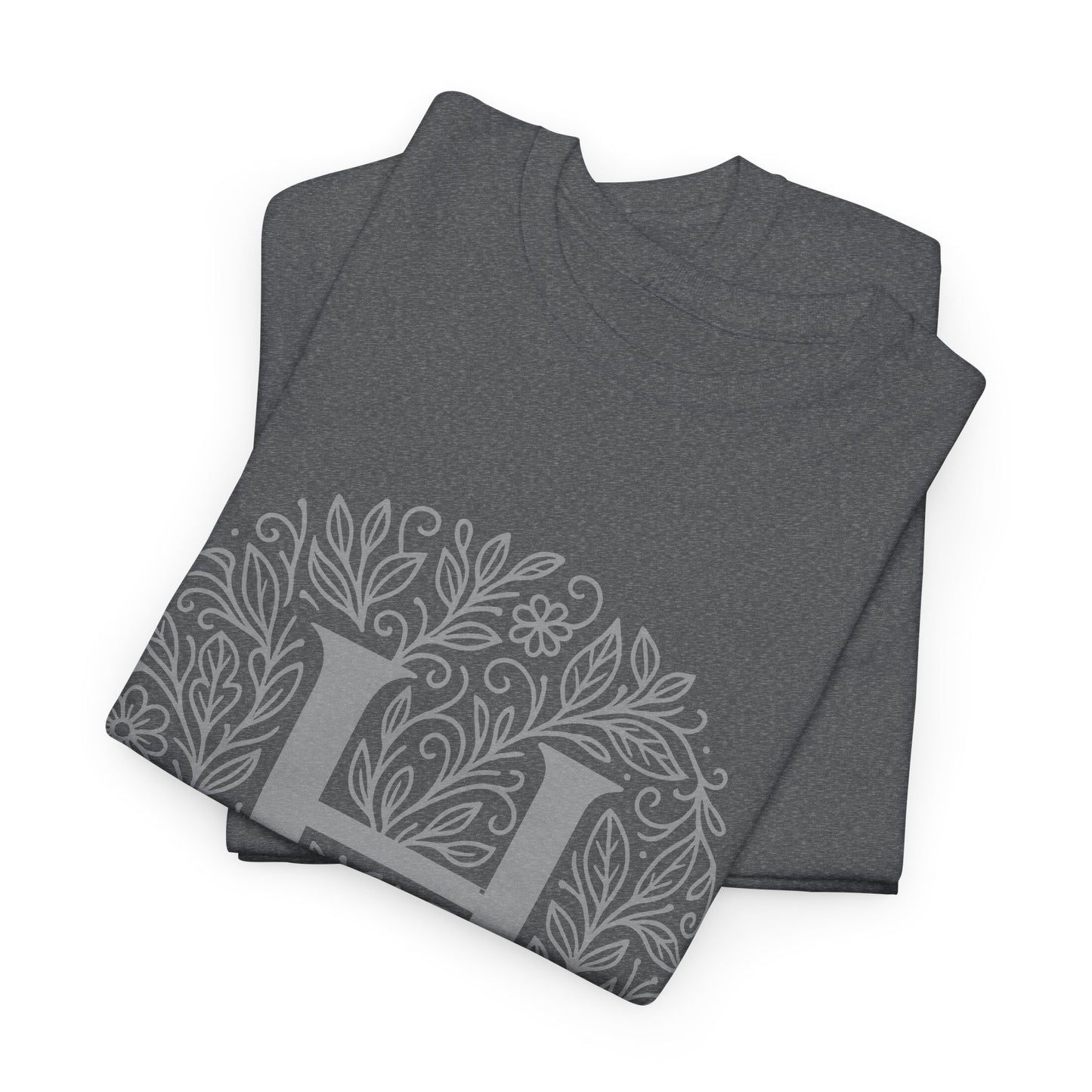 Personalized Initial H, Unisex Heavy Cotton Tee, Custom Graphic T-Shirt, Gifts for Her, Birthday, Casual Wear, Women's Fashion