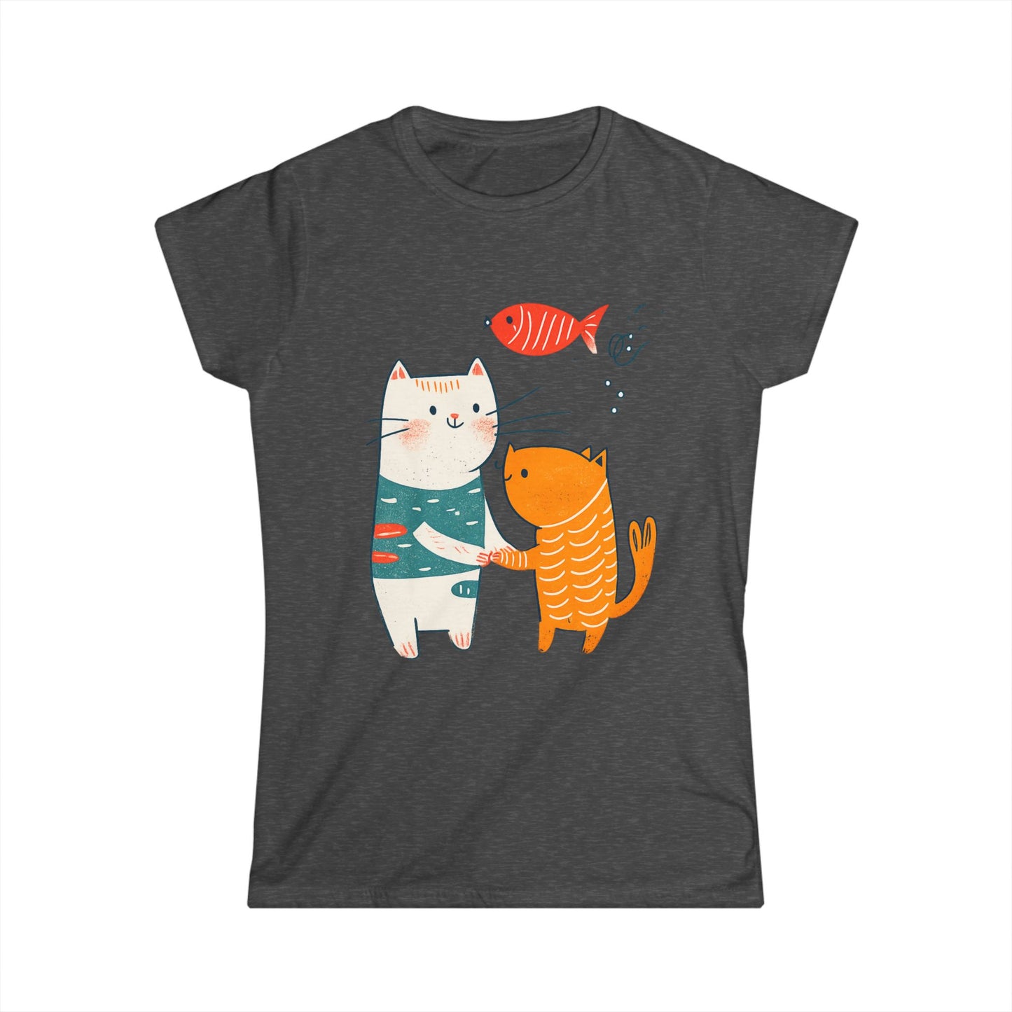 Cute Cat Friends T-Shirt, Whimsical Cat Graphic Tee, Cat Lover Gift