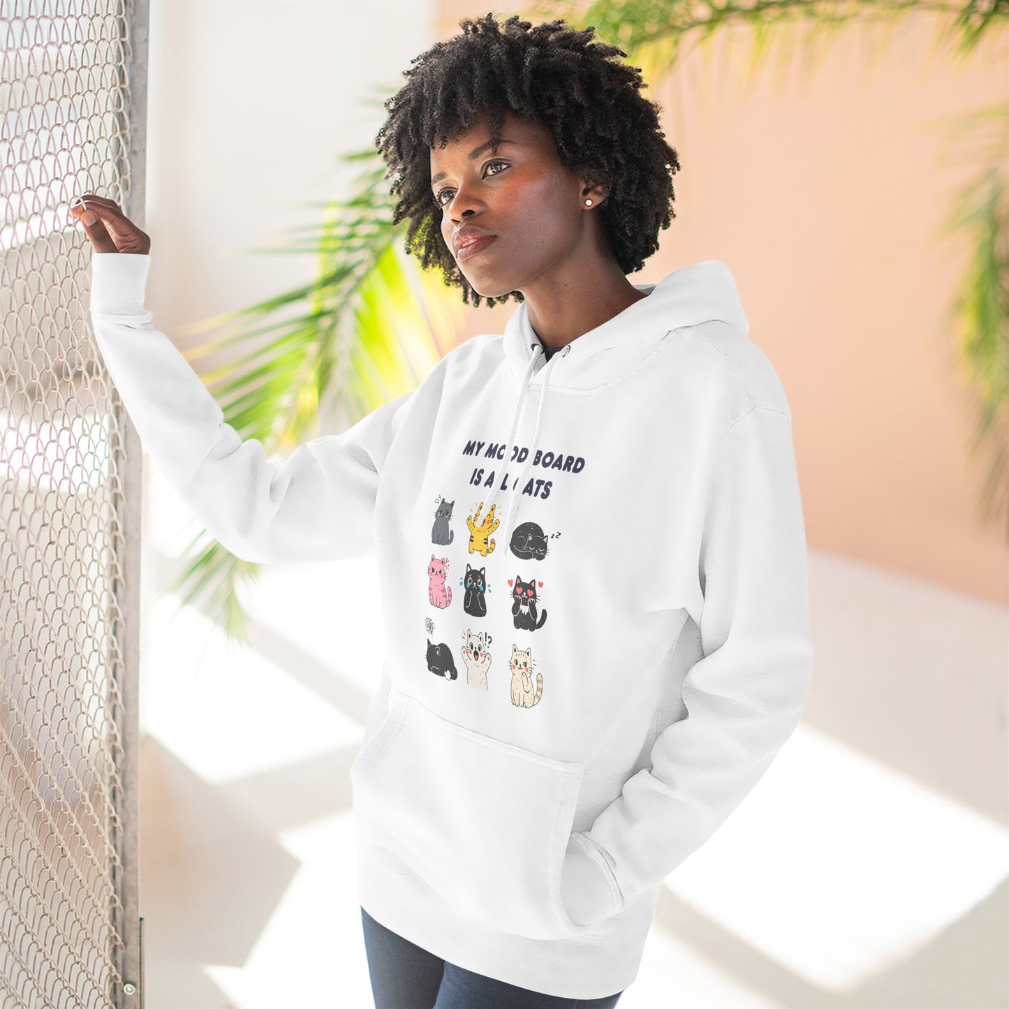 My Mood Board Is All Cats Hoodie | Funny Cat Lover Graphic Hoodie, Cozy Unisex Cat Gift