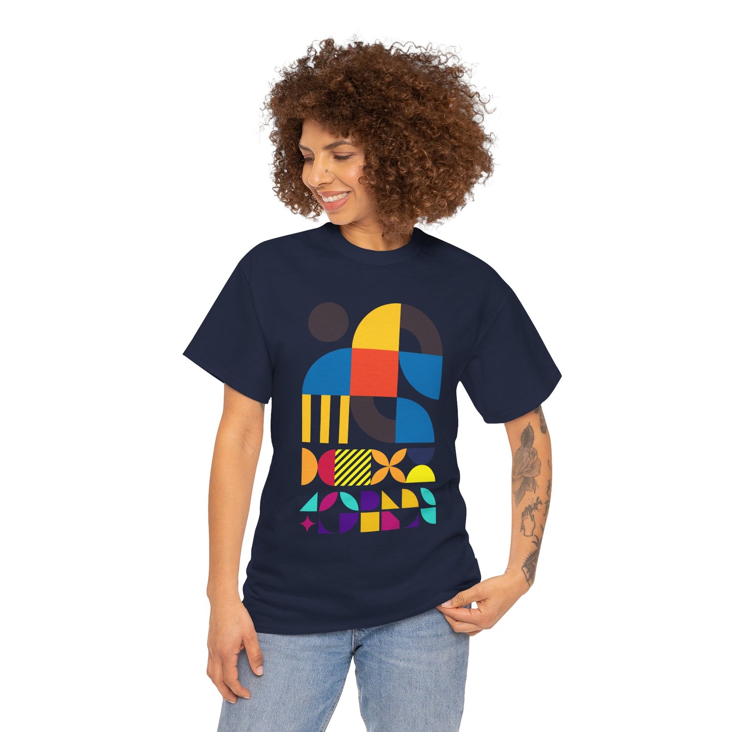 Abstract Geometric Shapes T-Shirt, Mid Century Modern Graphic Tee, Colorful Retro Pattern Shirt, Minimalist Art Unisex Tee, Modern Design Top