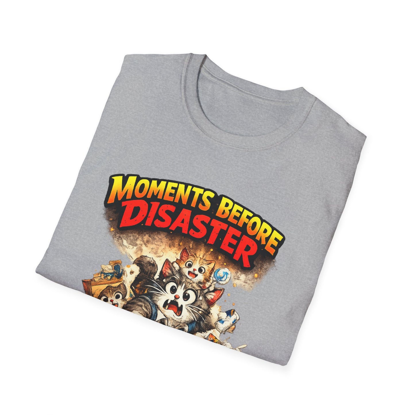 Moments Before Disaster Cat Shirt – Funny Kitten Chaos T-Shirt, Cute Cat Mom Graphic Tee, Vintage Cartoon Cat Shirt