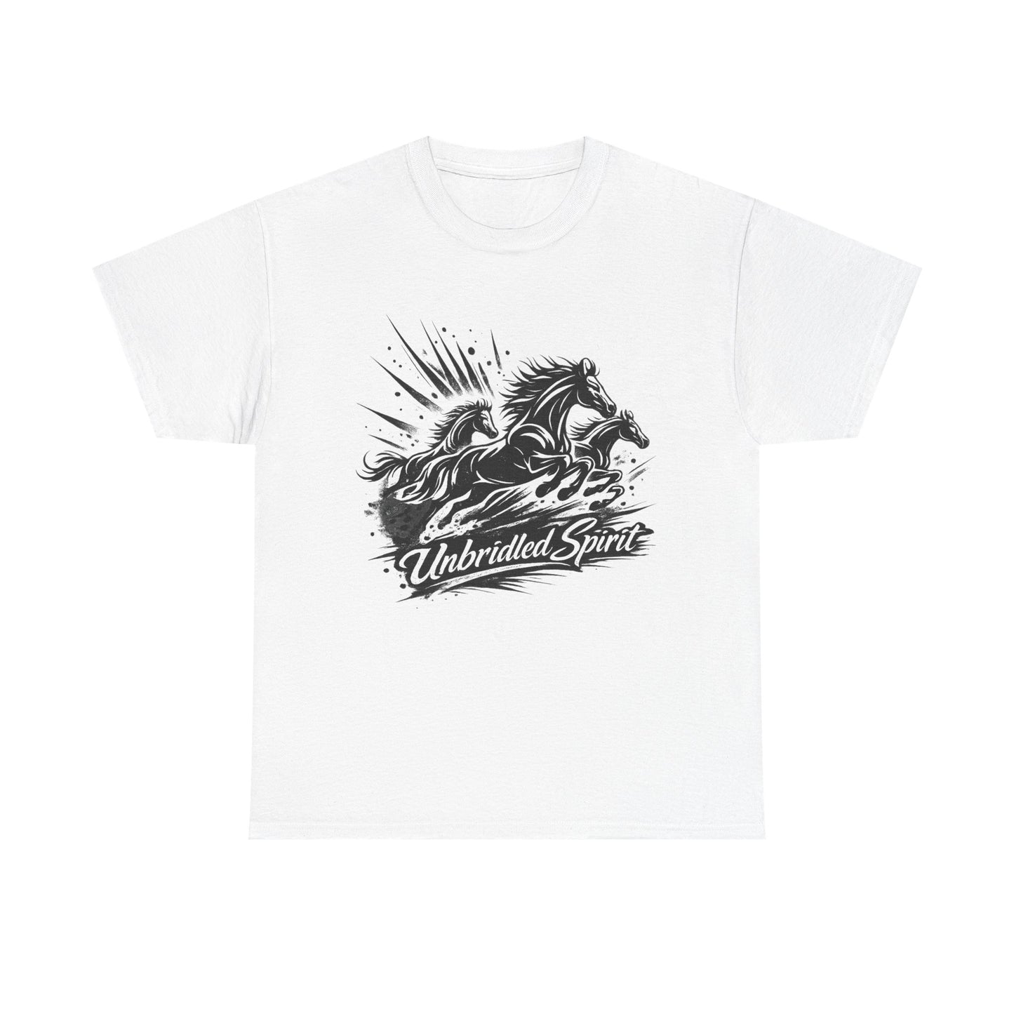 Unbridled Spirit Horse T-Shirt | Running Horses Graphic Tee | Equestrian Lover Gift | Unisex Cotton Shirt