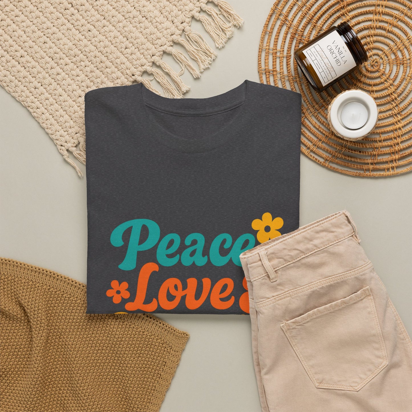 Retro Peace and Love T-Shirt | Flower Power Unisex Tee for Festivals and Everyday Wear | Spring Gift Idea