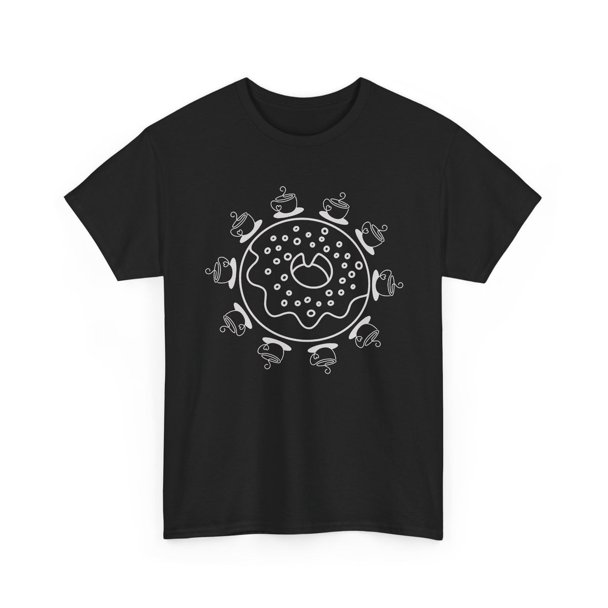 Donut and Coffee T-Shirt, Coffee Lover Shirt, Donut Graphic Tee, Minimalist Coffee Shirt, Cute Foodie Gift, Café Lover Tee
