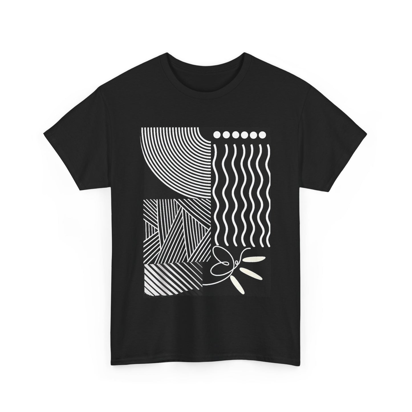 Abstract Geometric Graphic T-Shirt | Minimalist Monochrome Art Tee | Modern Black Unisex Shirt