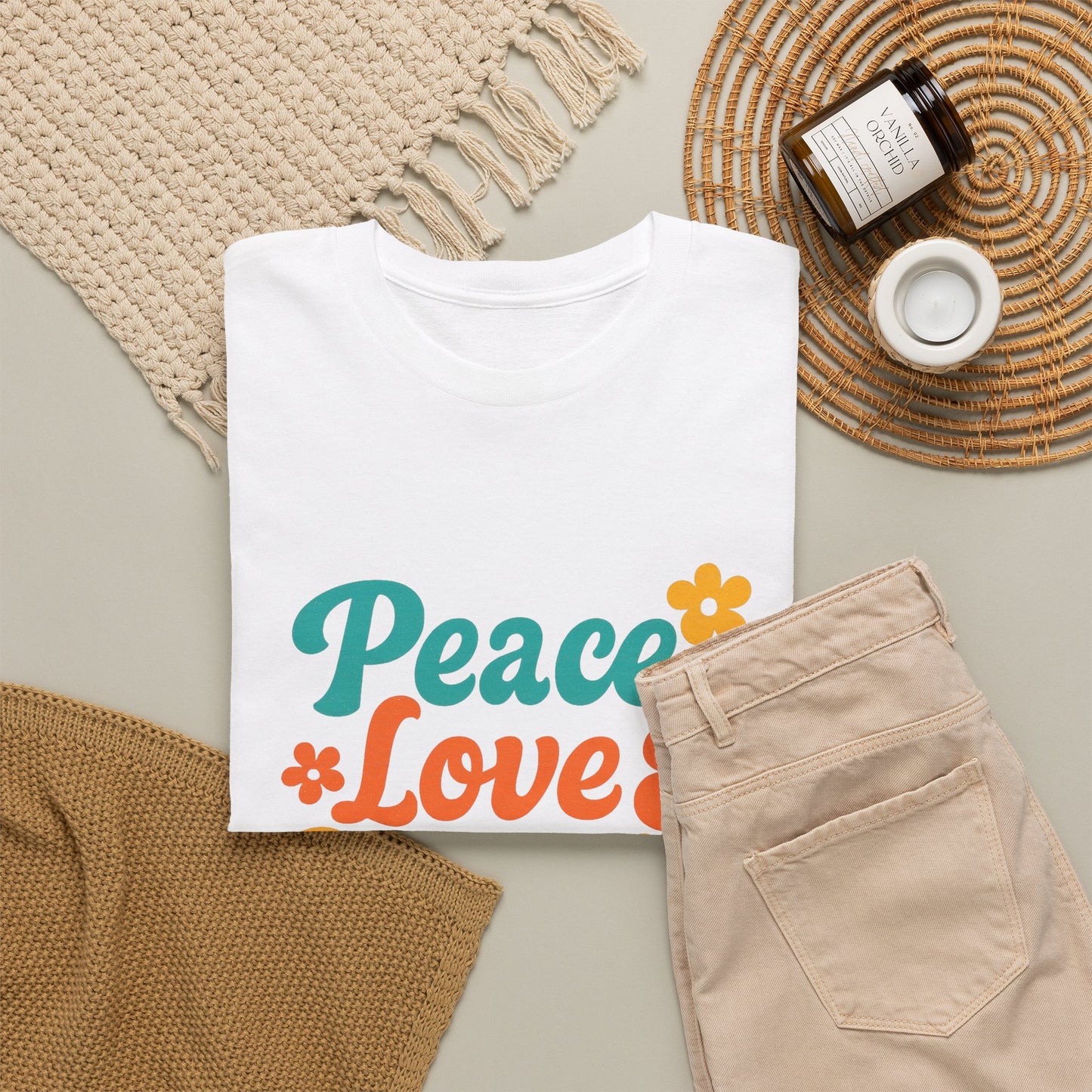 Retro Peace and Love T-Shirt | Flower Power Unisex Tee for Festivals and Everyday Wear | Spring Gift Idea