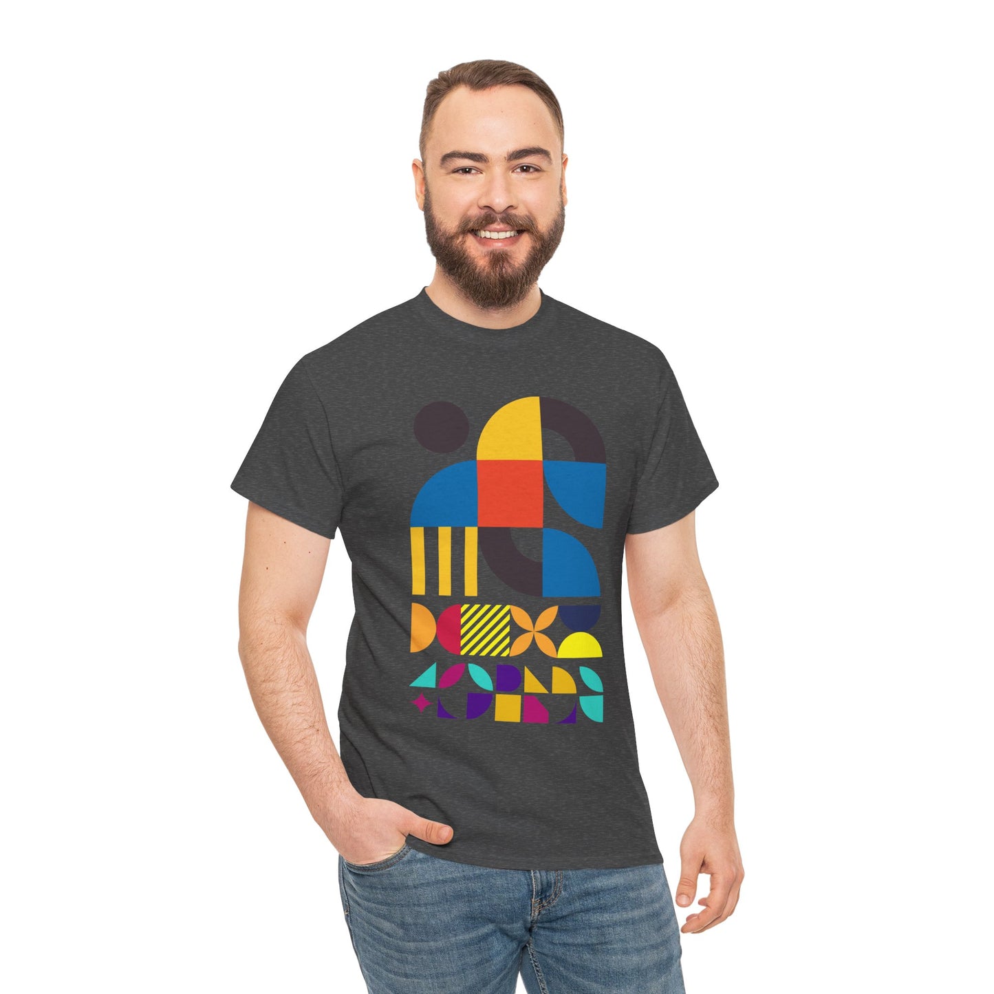 Abstract Geometric Shapes T-Shirt, Mid Century Modern Graphic Tee, Colorful Retro Pattern Shirt, Minimalist Art Unisex Tee, Modern Design Top