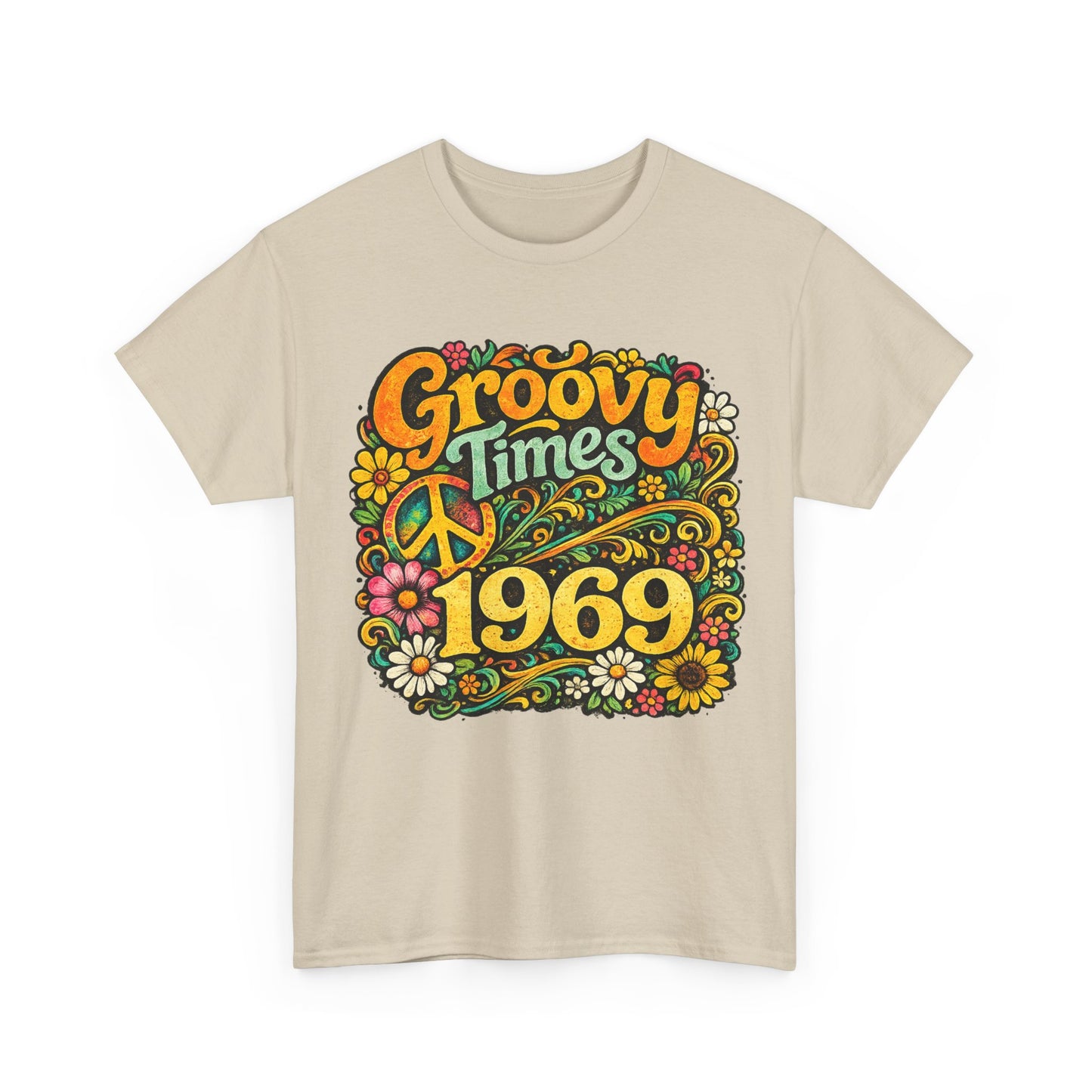 Groovy Times 1969 T-Shirt | Retro Hippie Flower Power Tee | Vintage 60s Graphic Shirt