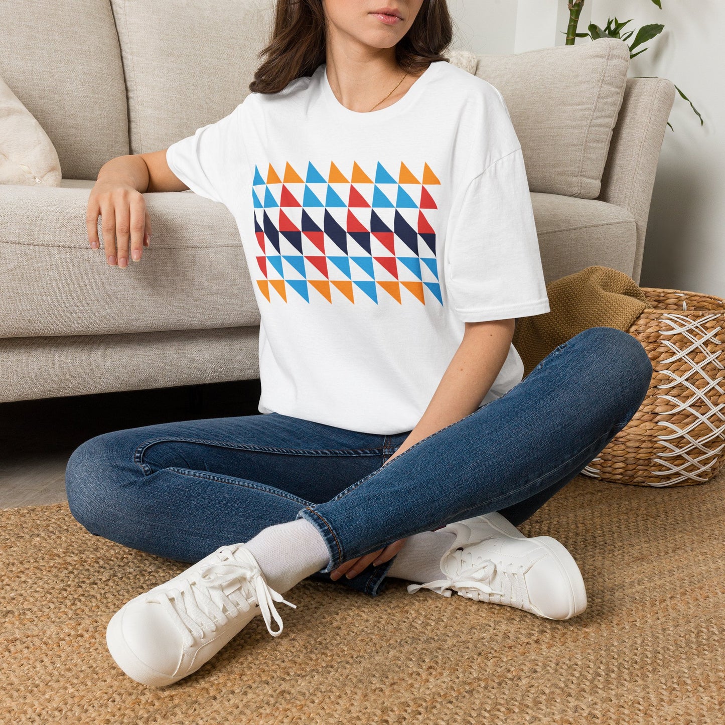 Geometric Color Triangle T-Shirt for Men & Women | Modern Retro Pattern Graphic Tee