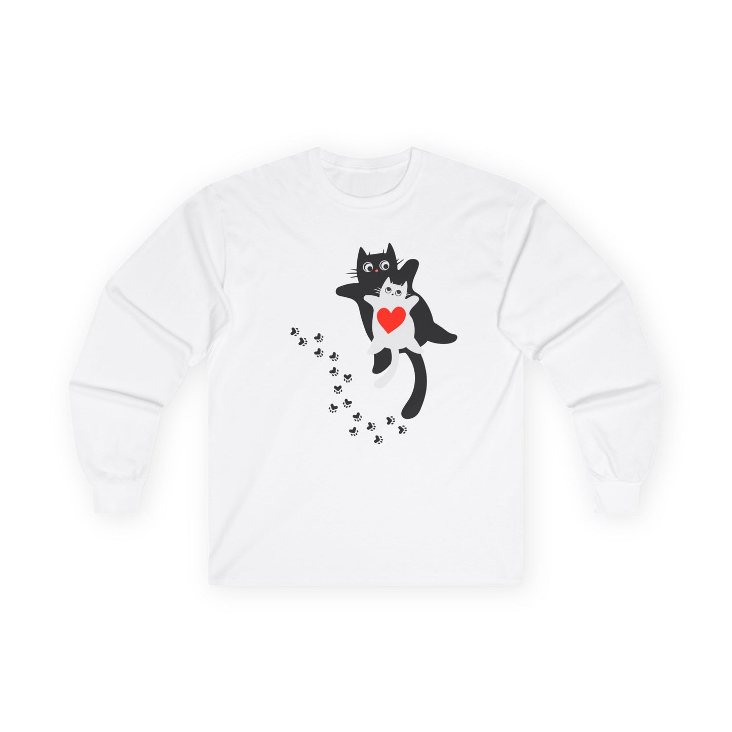 Cute Cat Love Long Sleeve Tee, Casual Cat Lover Gift, Unique Animal Apparel, Cute Pet Shirt, Gift for Cat Mom