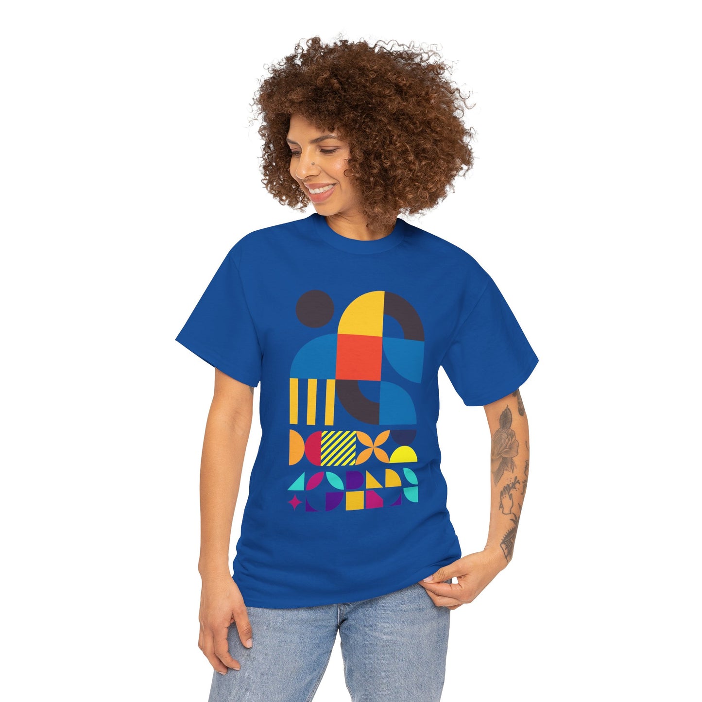 Abstract Geometric Shapes T-Shirt, Mid Century Modern Graphic Tee, Colorful Retro Pattern Shirt, Minimalist Art Unisex Tee, Modern Design Top