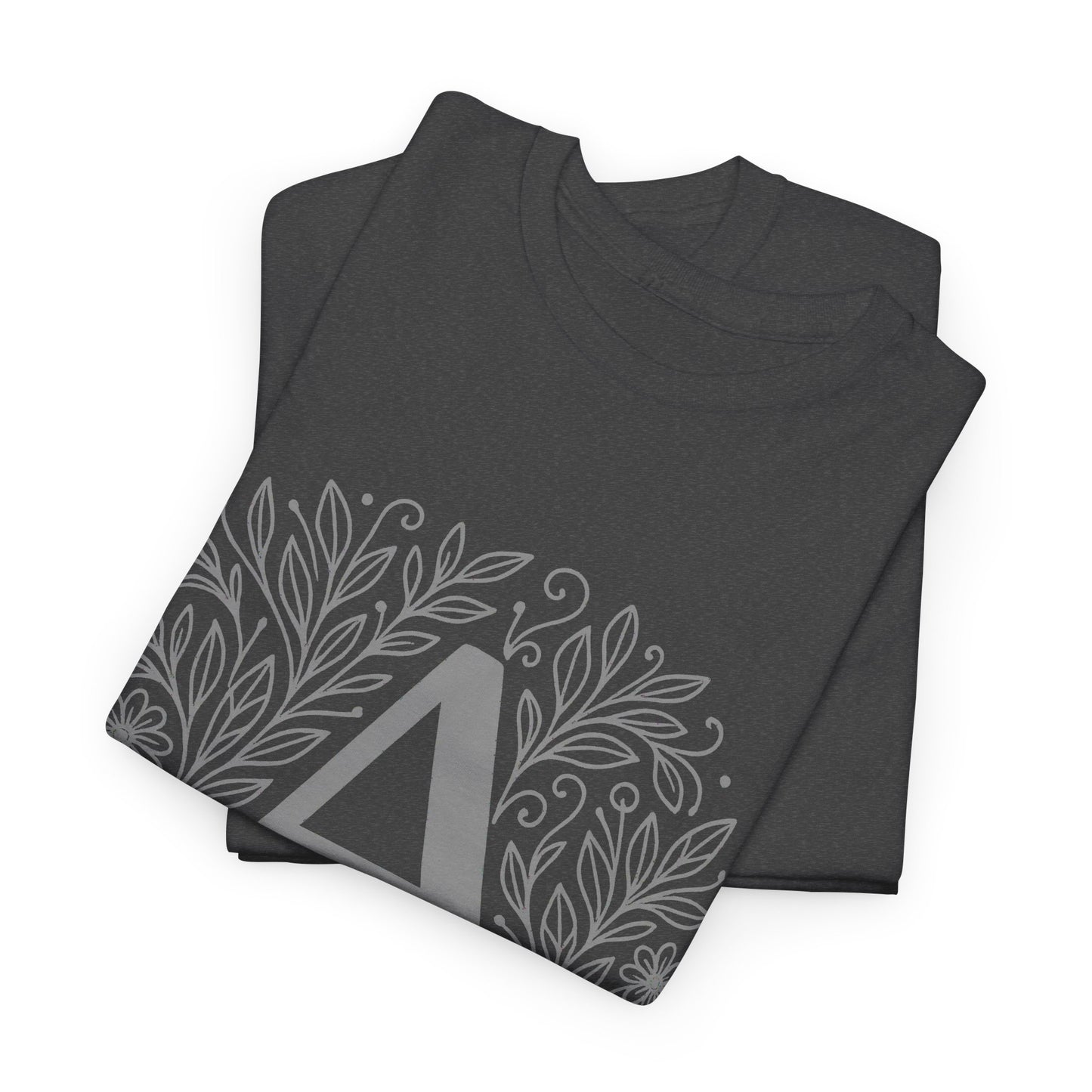 Personalized Initial A Floral T-Shirt, Unisex Heavy Cotton Tee
