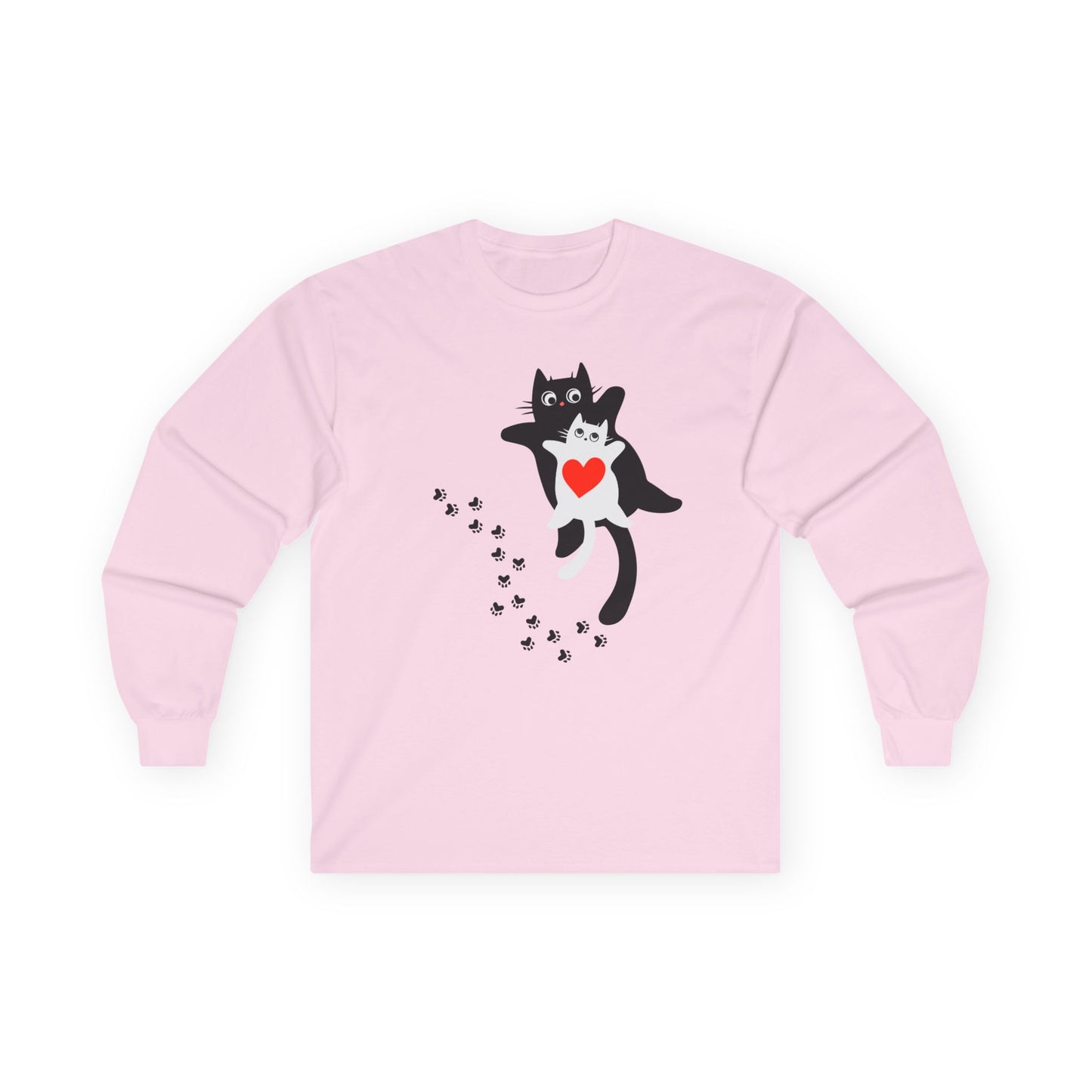 Cute Cat Love Long Sleeve Tee, Casual Cat Lover Gift, Unique Animal Apparel, Cute Pet Shirt, Gift for Cat Mom