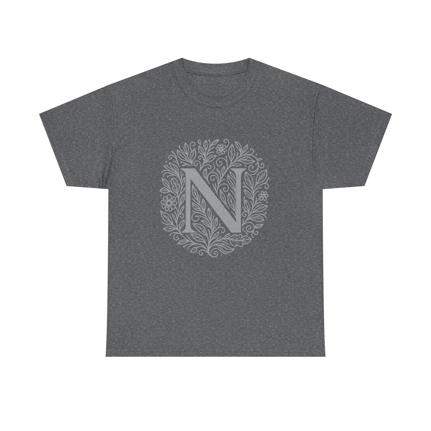 Personalized Initial N, Unisex Heavy Cotton Tee, Custom Graphic T-Shirt, Gifts for Her, Birthday, Casual Wear, Women's Fashion