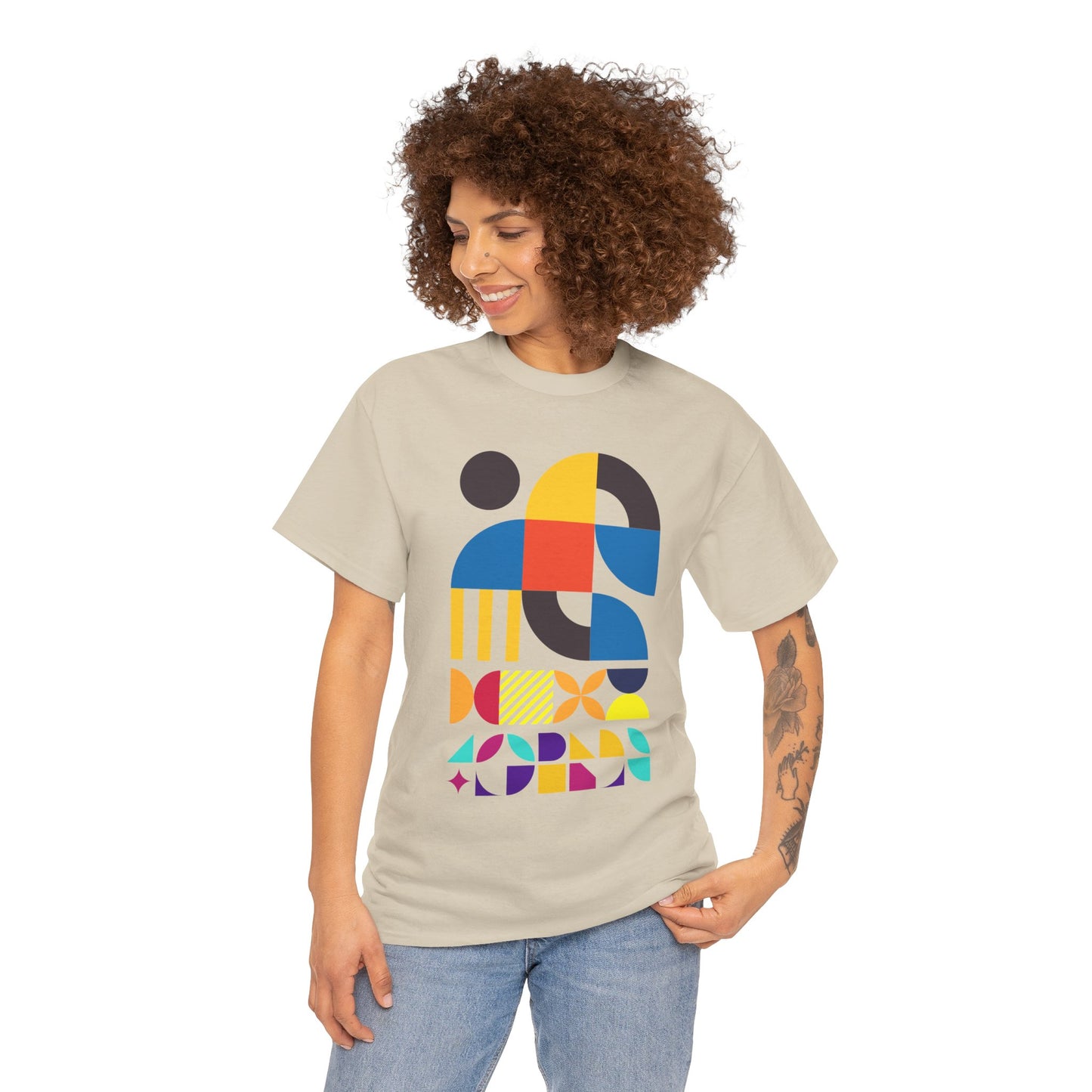 Abstract Geometric Shapes T-Shirt, Mid Century Modern Graphic Tee, Colorful Retro Pattern Shirt, Minimalist Art Unisex Tee, Modern Design Top