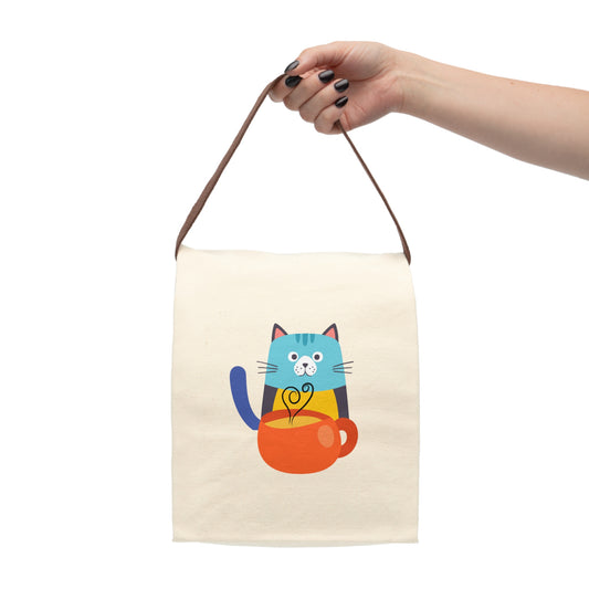 Cute Cat Canvas Lunch Bag, Fun Lunch Tote, Eco-Friendly Lunch Bag, Funny Cat Gift, Kids Lunch Bag, Pet Lover Gift