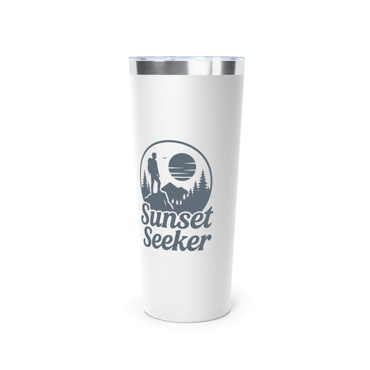 Copper Insulated Travel Tumbler 22oz | Sunset Seeker Design | Keeps Drinks Hot or Cold