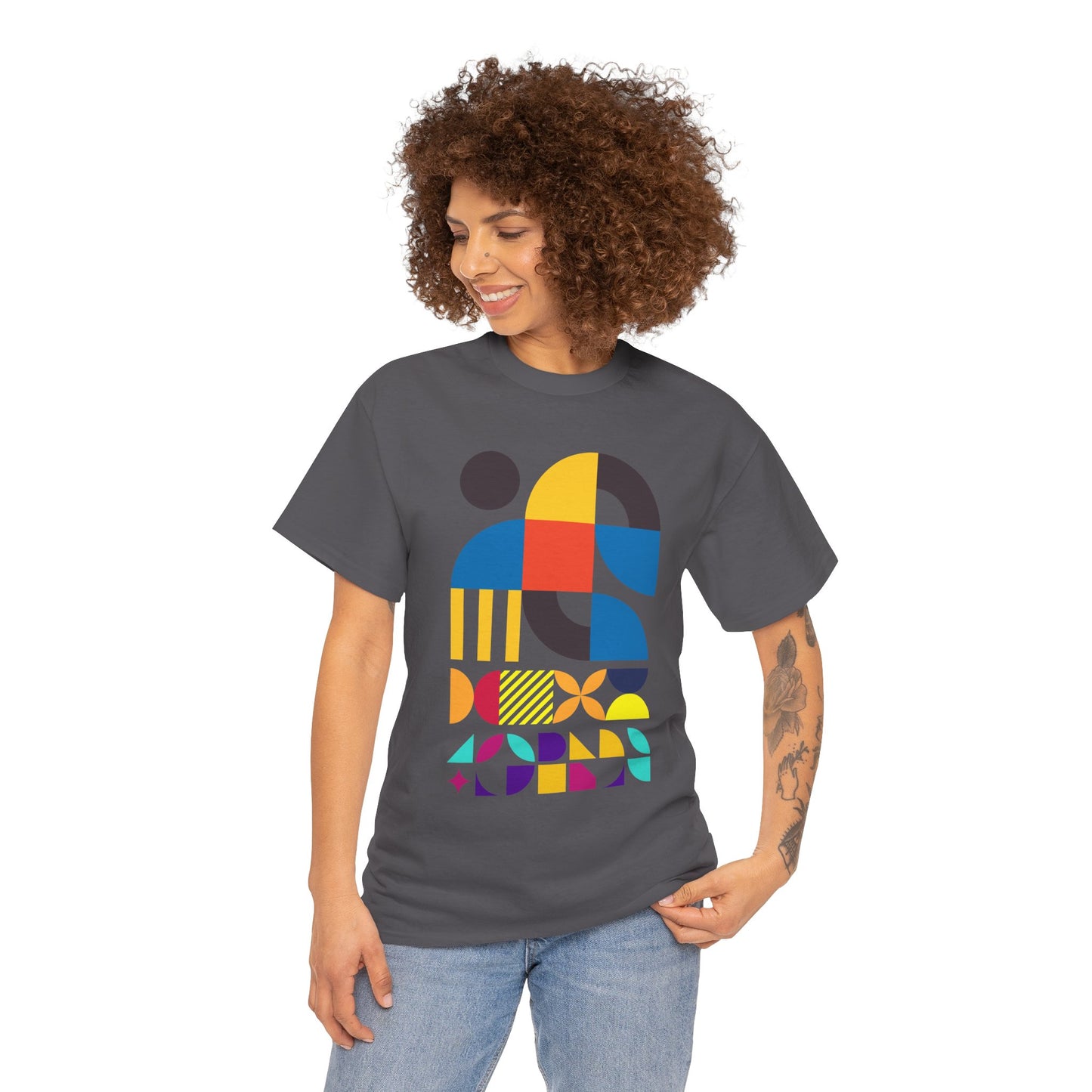 Abstract Geometric Shapes T-Shirt, Mid Century Modern Graphic Tee, Colorful Retro Pattern Shirt, Minimalist Art Unisex Tee, Modern Design Top