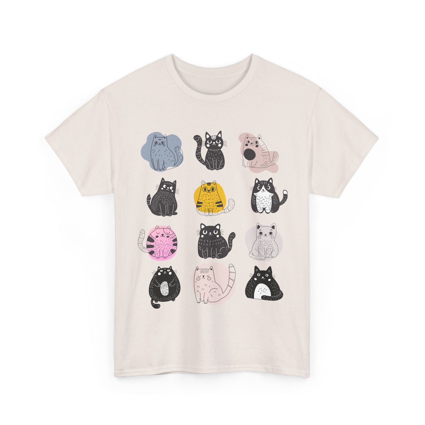 Cute Cat Mood Board T-Shirt, Funny Cat Graphic Tee, Kawaii Cat Faces Shirt, Cozy Unisex Cat Lover Gift