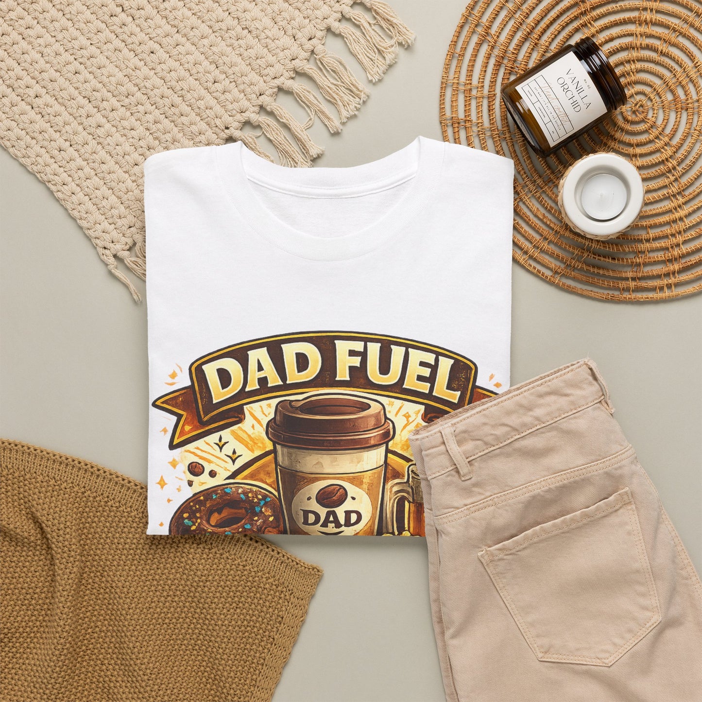 Dad Fuel T Shirt Powered by Coffee and Snacks Funny Fathers Day Tee