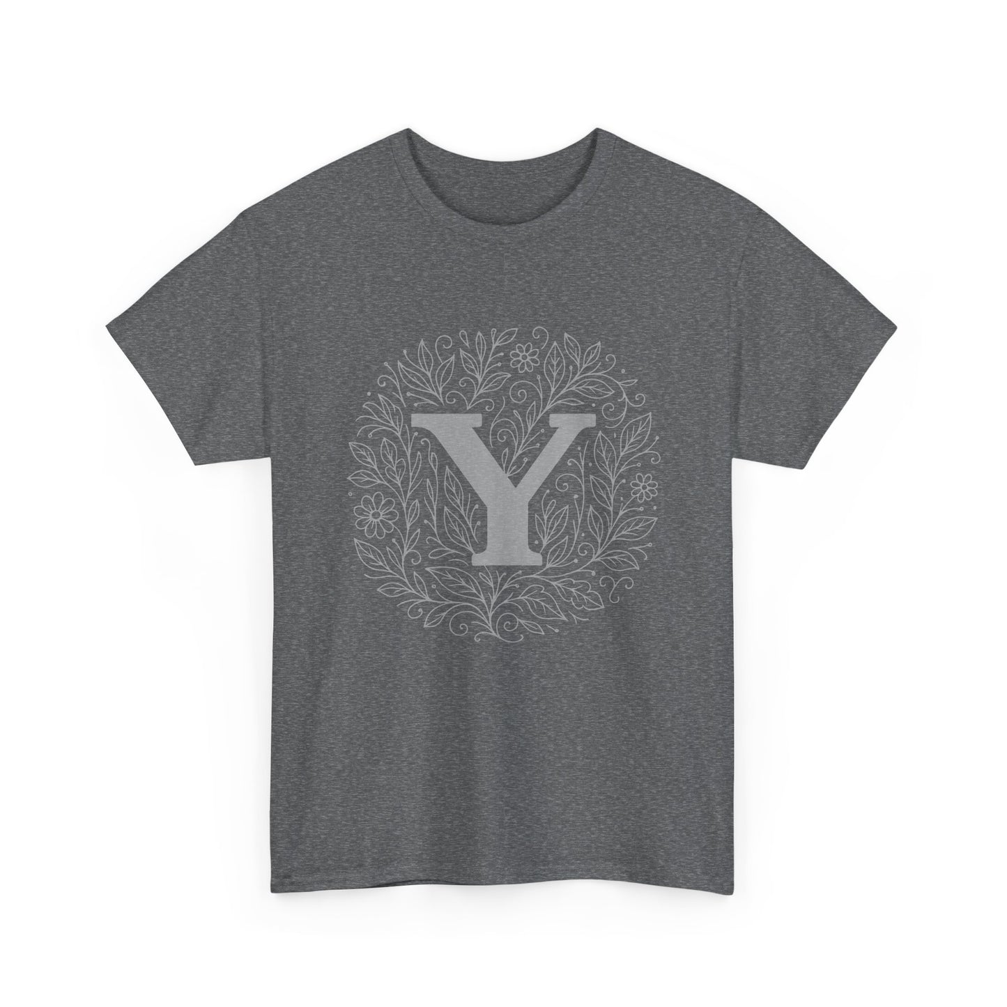 Personalized Initial Y, Unisex Heavy Cotton Tee, Custom Graphic T-Shirt, Gifts for Her, Birthday, Casual Wear, Women's Fashion