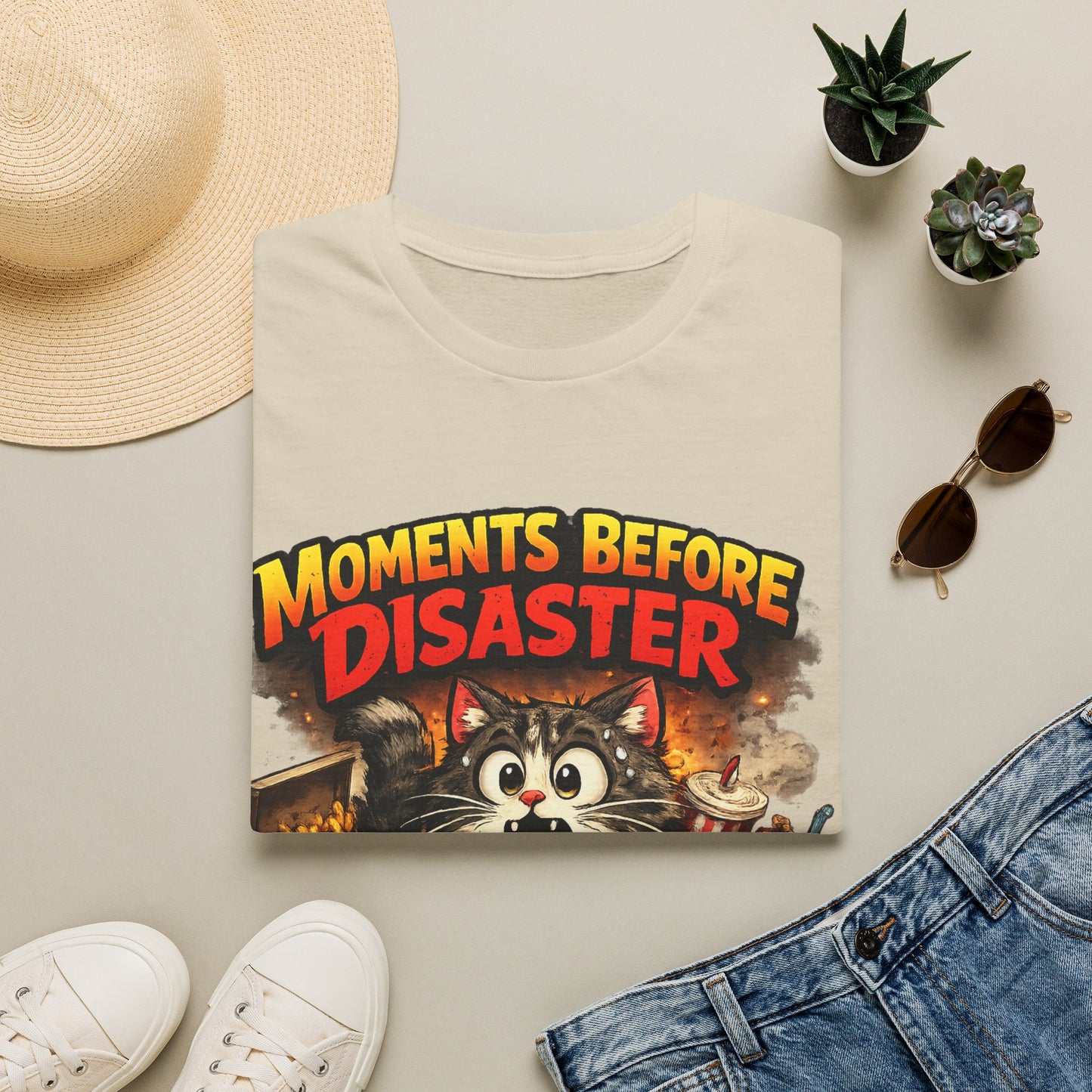 Moments Before Disaster Pet Shirt – Funny Cat | Dog Chaos Tee, Cute Animal Graphic T-Shirt, Vintage Pet Lover Gift
