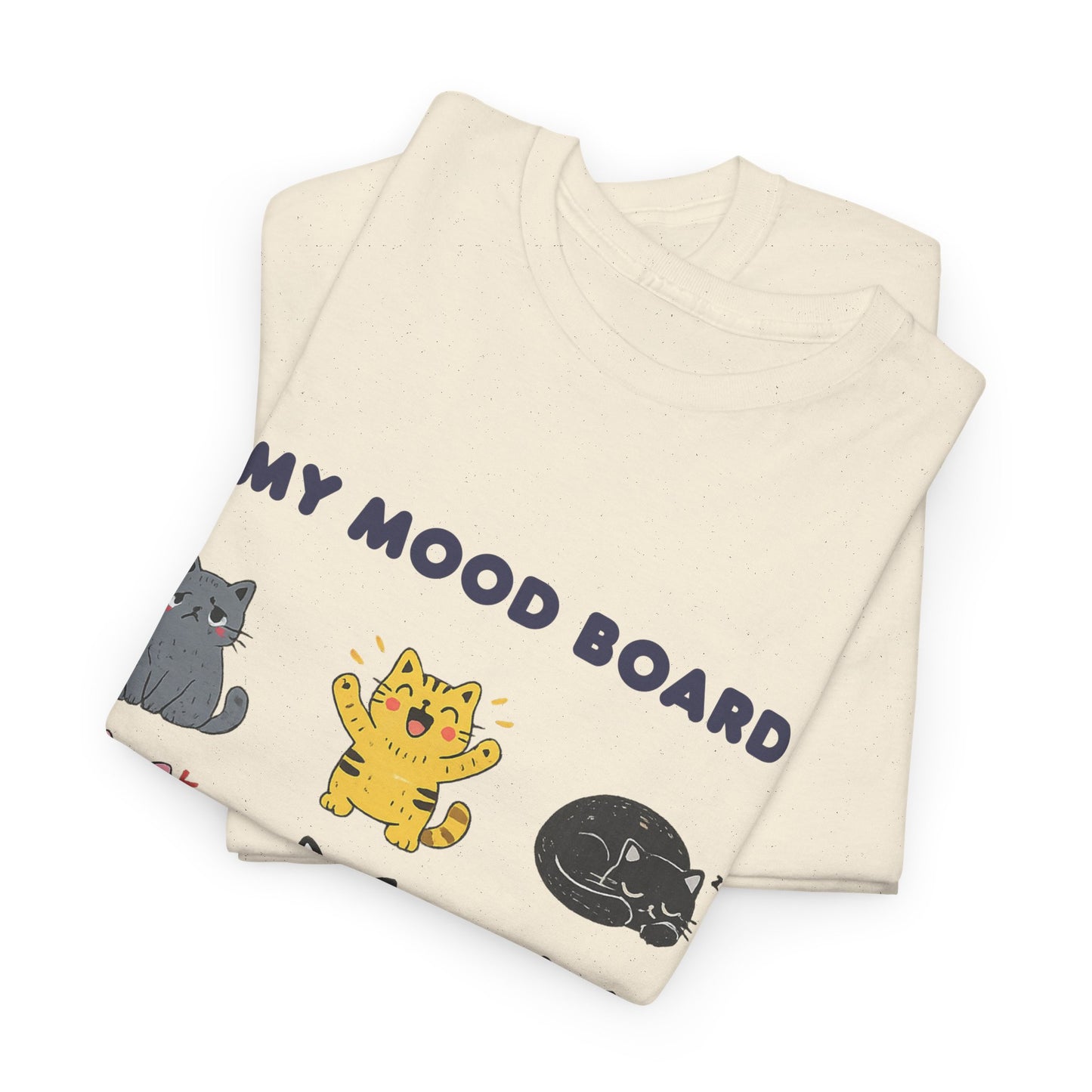 Cute Cat Mood Board T-Shirt, Funny Cat Graphic Tee, Cozy Unisex Cat Lover Shirt, Cartoon Cat Top Gift