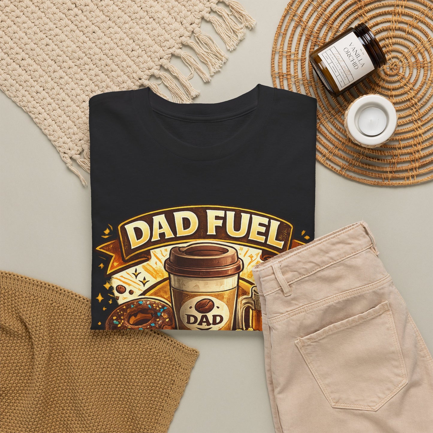 Dad Fuel T Shirt Powered by Coffee and Snacks Funny Fathers Day Tee