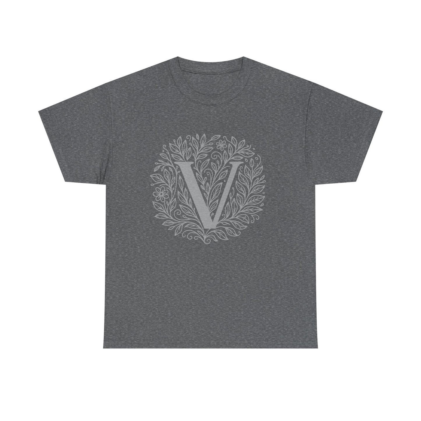 Personalized Initial V Floral Graphic Tee, Unisex Cotton T-Shirt