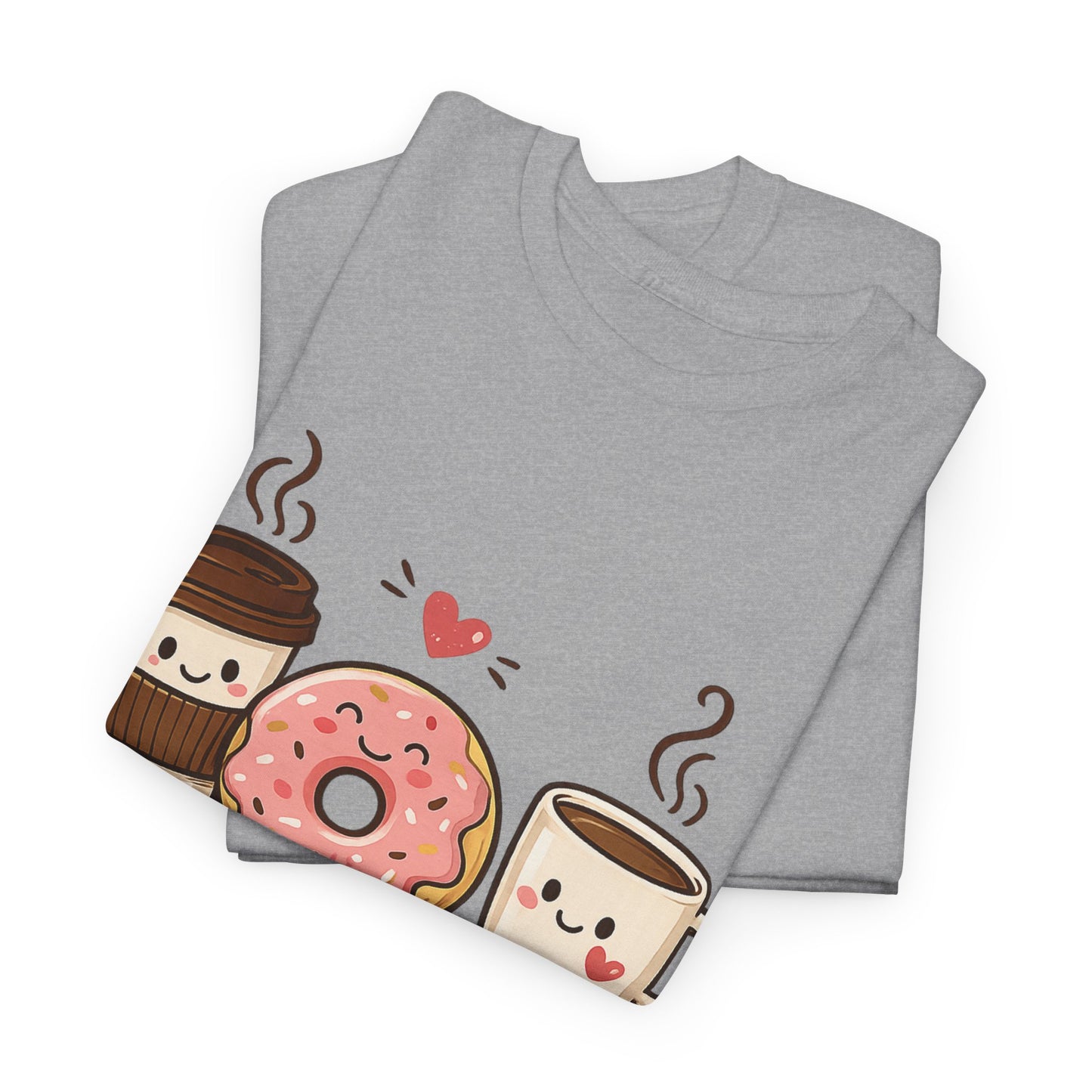 Brew Crew Coffee Donut T-Shirt, Cute Coffee Lover Tee, Breakfast Graphic Shirt, Cafe Aesthetic Gift, Unisex Heavy Cotton Gildan 5000 Tee