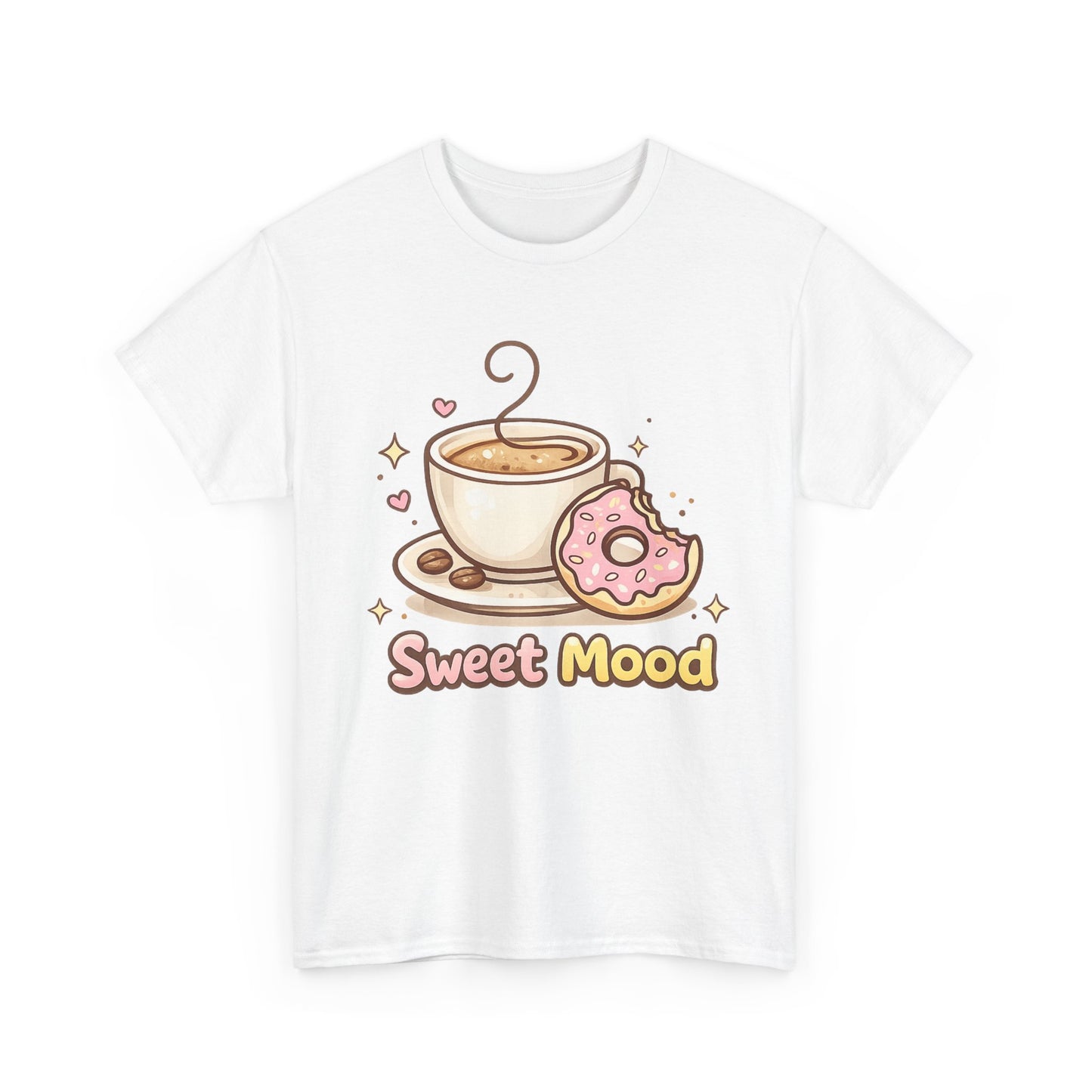 Sweet Mood Coffee Donut T-Shirt, Cute Coffee Lover Tee, Donut Graphic Shirt, Cafe Gift, Breakfast Lover Tee, Unisex Cotton Tee