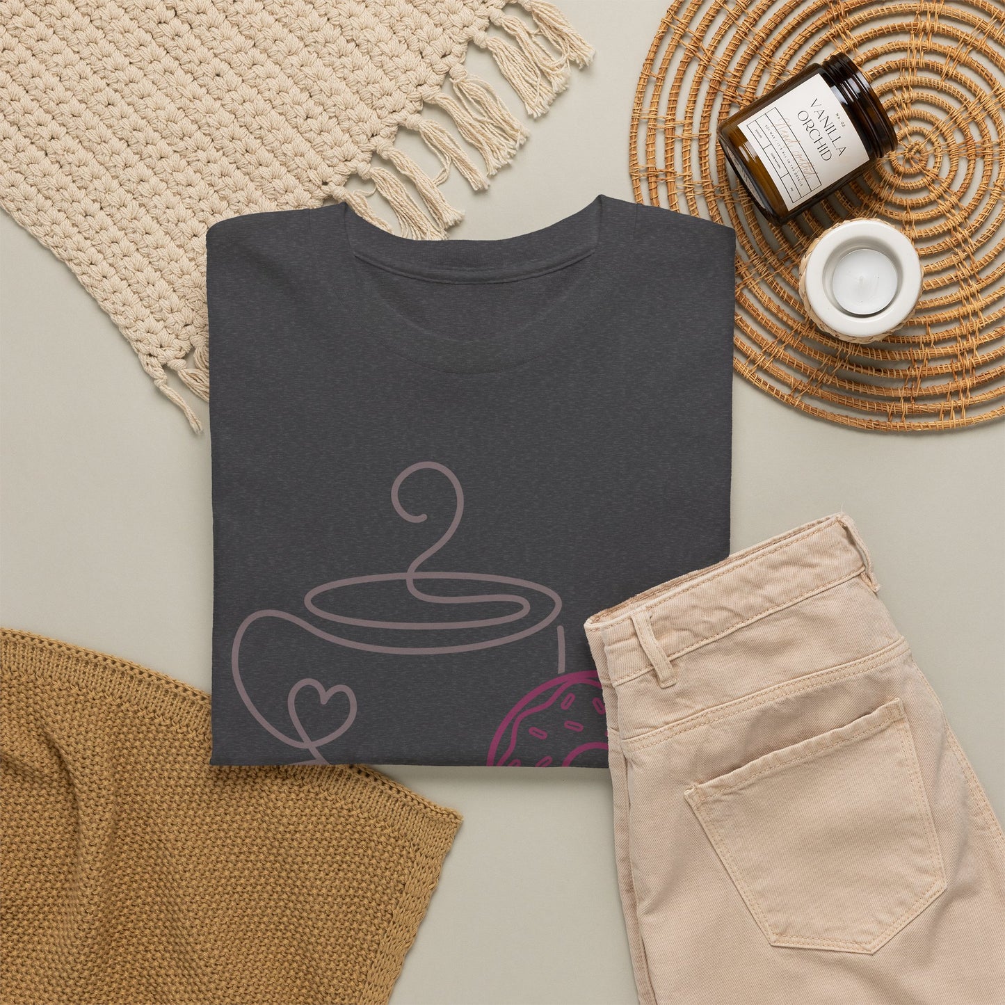 Morning Essentials T-Shirt | Coffee & Donut Graphic Tee, Cute Breakfast Lover Shirt, Cozy Coffee Lover Gift, Minimalist Unisex Tee