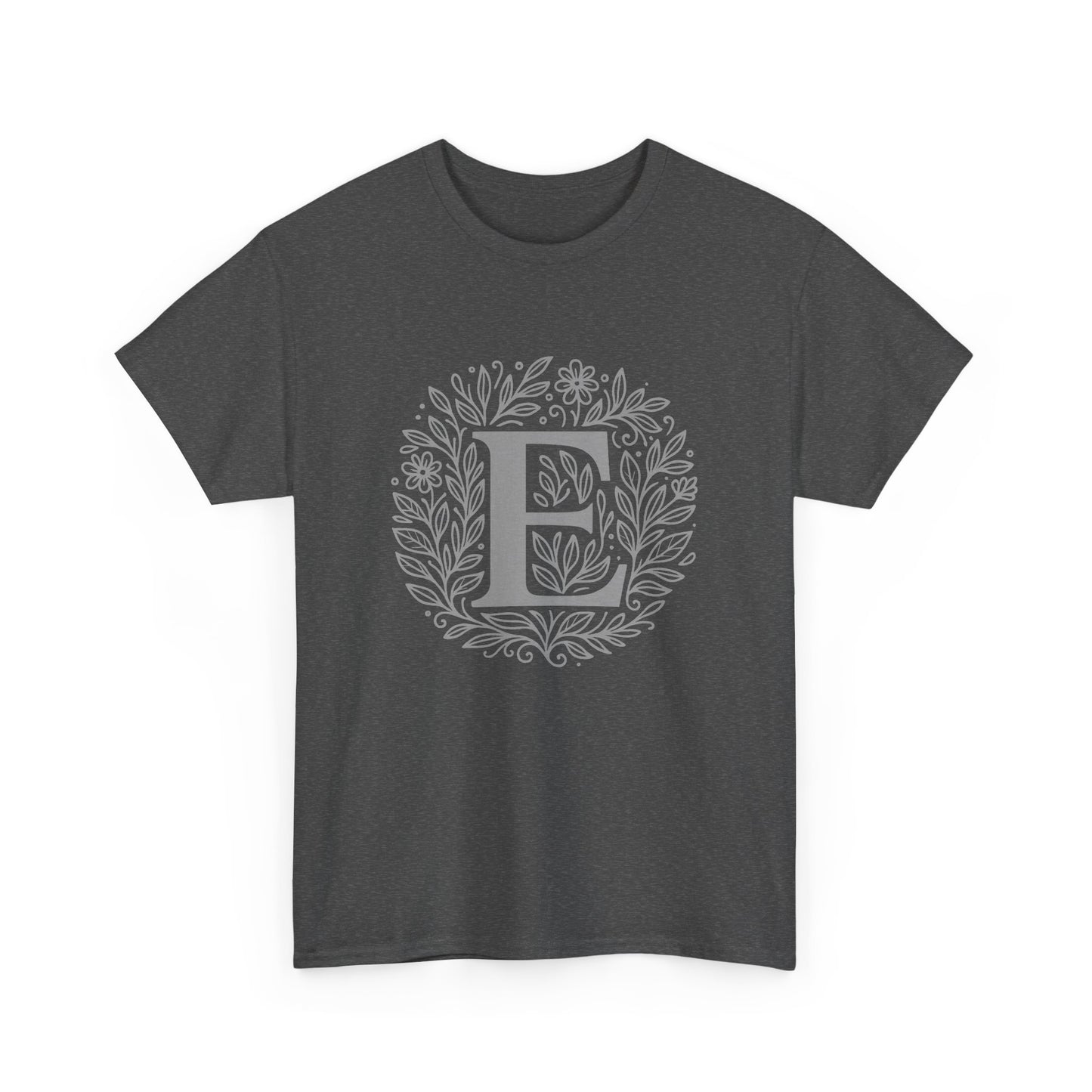 Personalized Initial E, Unisex Heavy Cotton Tee, Custom Graphic T-Shirt, Gifts for Her, Birthday, Casual Wear, Women's Fashion