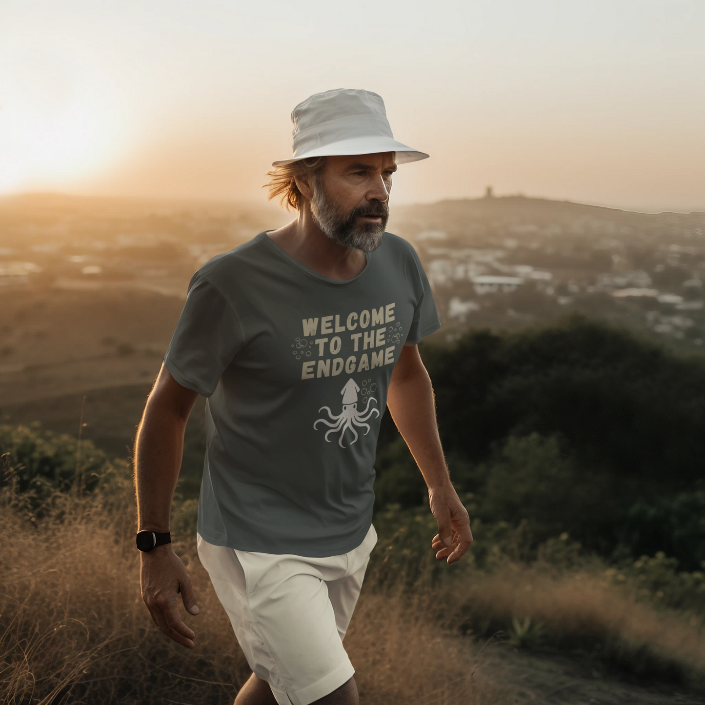 Mens Sea Creature Graphic T Shirt Welcome to the Endgame Nautical Style Casual Wear Unique Gift for Ocean Lovers Summer Outfit